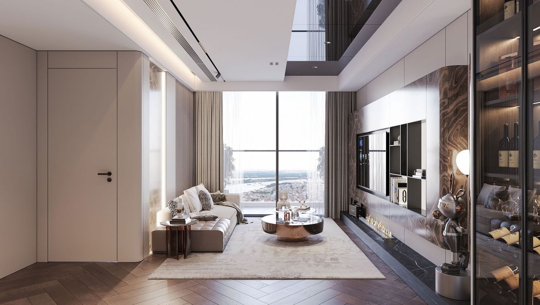 Cần thuê căn 2 ngủ 1WC nội thất đầy đủ - Tầng cao Sunshine Continental Trần Bình giá tốt